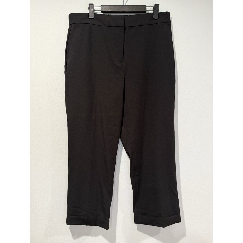 Ann Taylor Factory Cuffed Ankle Pants Womens Large Petite Black Work Career